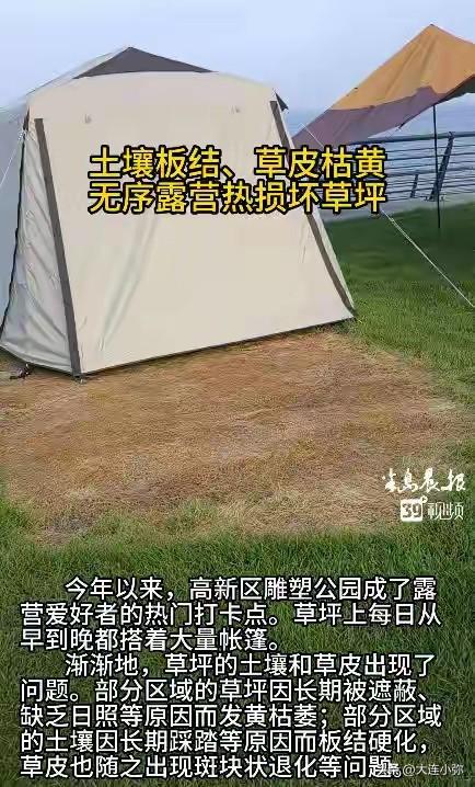 露营太疯狂，草坪“扛不住”！大连这片网红草坪关门休养啦！

大连的朋友们注意啦！