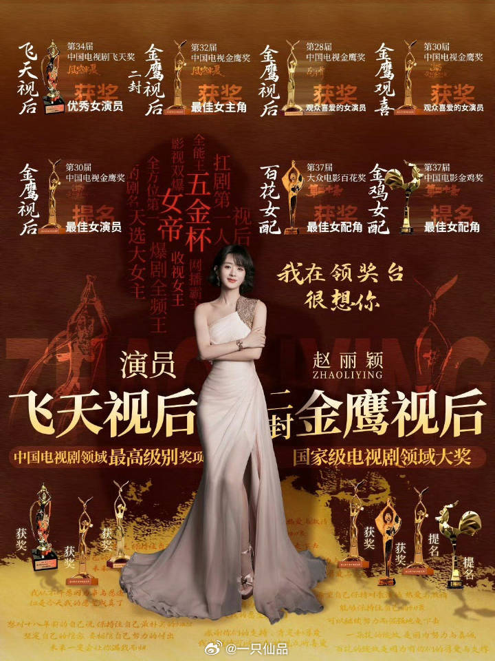 杨幂赵丽颖 白玉兰赵丽颖  五金杯女帝，三提白玉兰视后同期花奖项top，我丽85