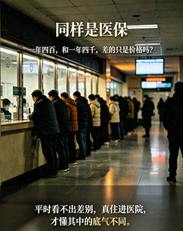 很好奇 居民医保一年400元，职工医保一年4000多，到底差在哪？