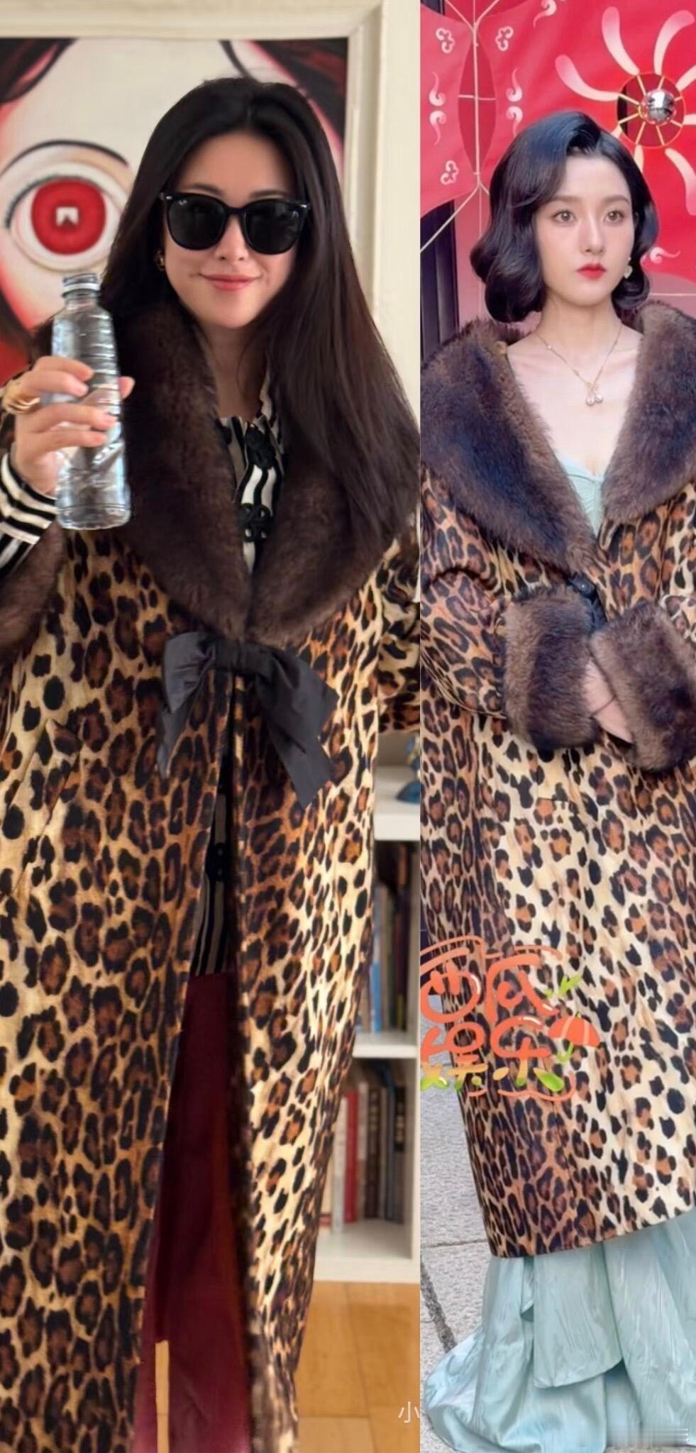 宋祖儿朱珠撞衫 宋祖儿朱珠豹纹大衣撞衫了！宋祖儿朱珠豹纹大衣撞衫宋祖儿豹纹大衣复