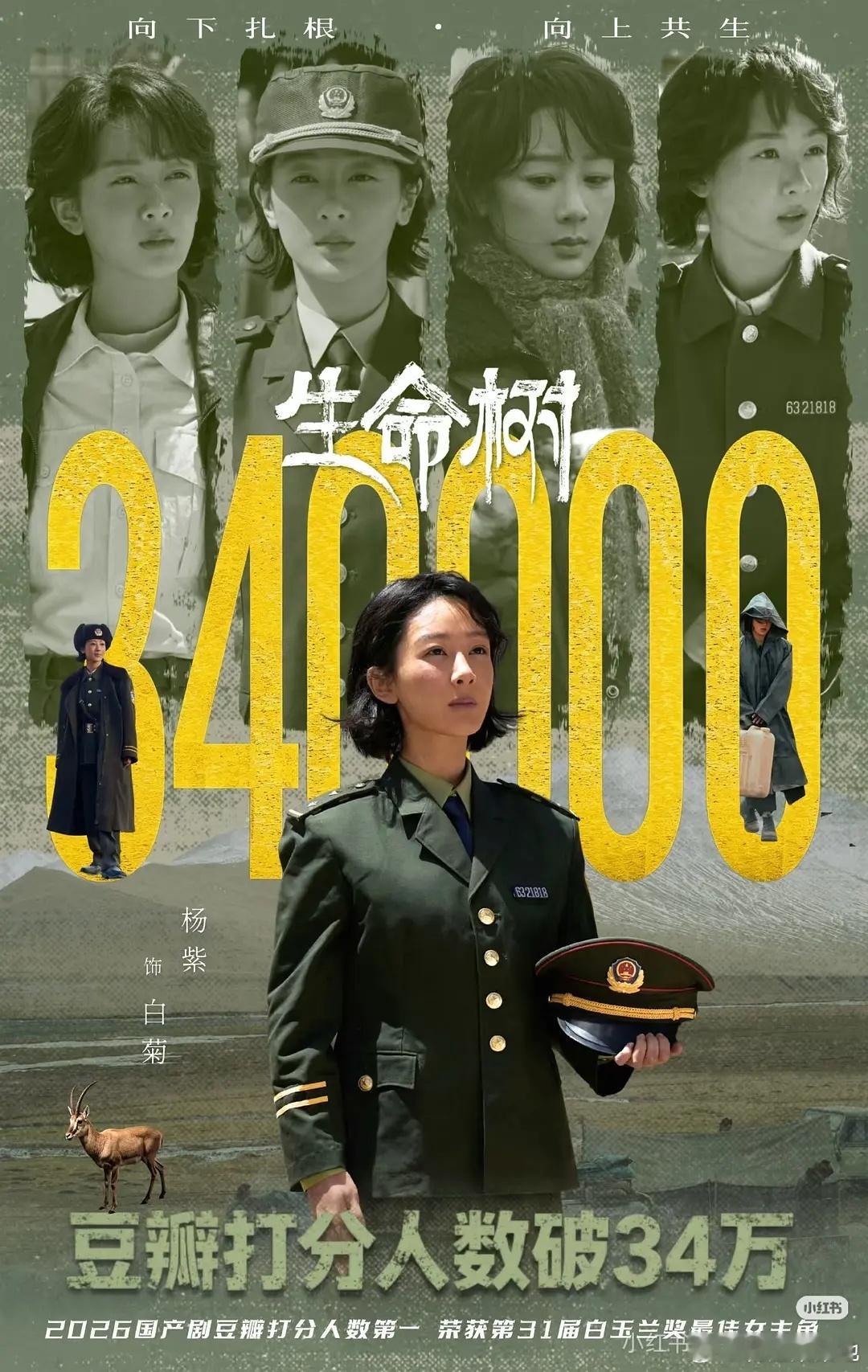 视后🍇杨紫《生命树》超34万人打分，今年第一！且8.4分！口碑爆剧长尾效应有！