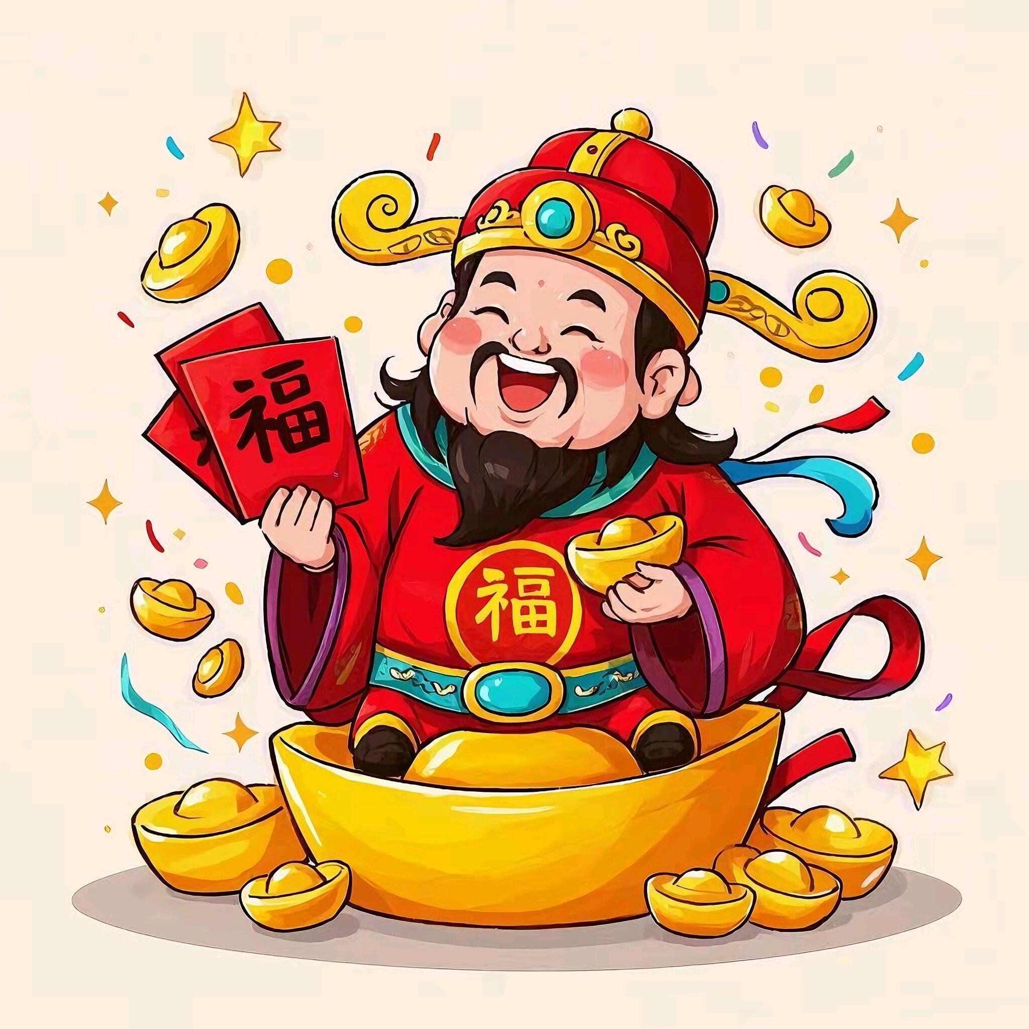 财神爷头像 ‖ 新年好运头像 ‖ 插画壁纸大年初五迎财神 赶紧换上这组财神头像 