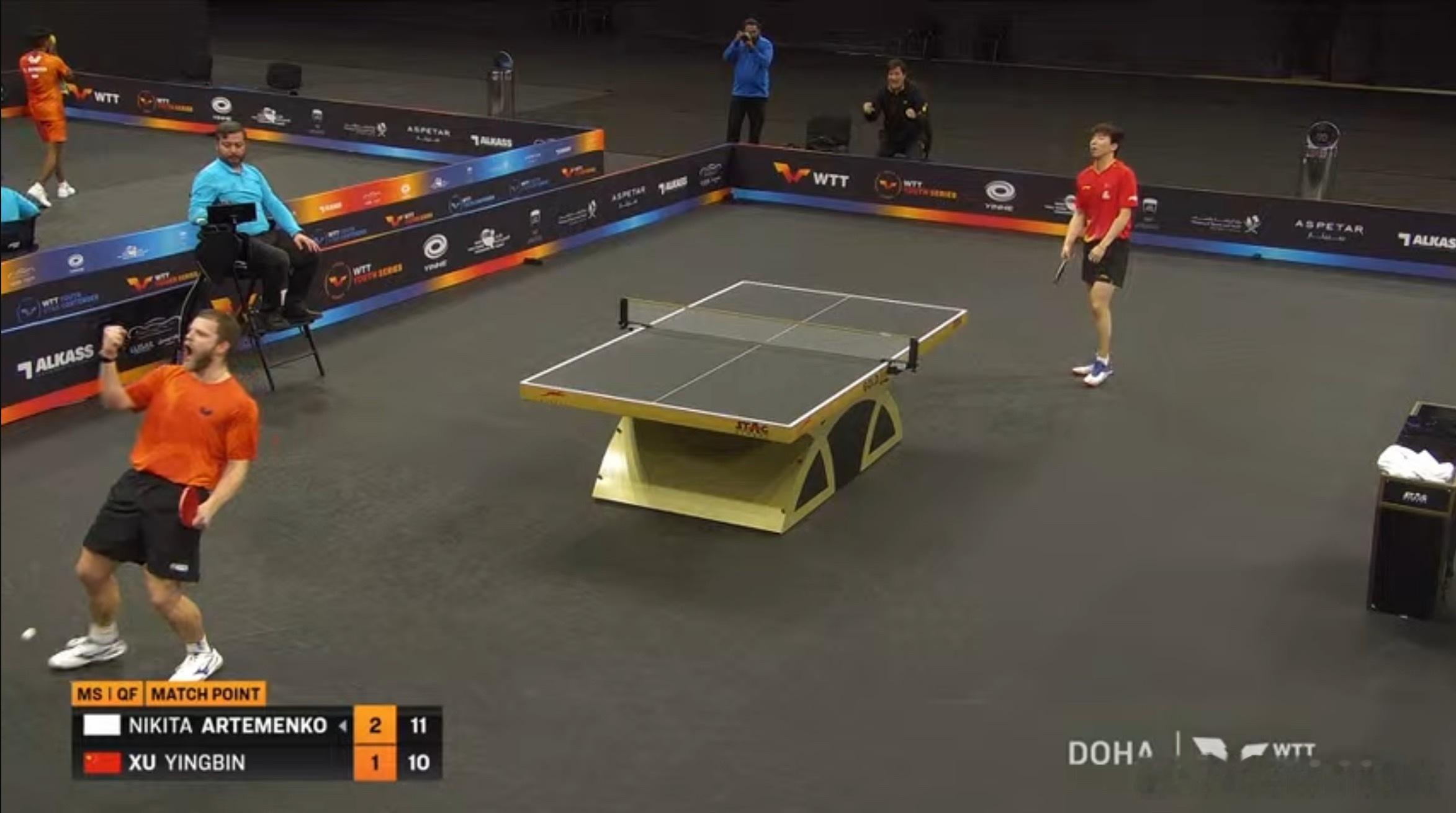 2026wtt多哈支线赛男子单打8-4徐瑛彬1-3阿尔特门科（7-11 8-11