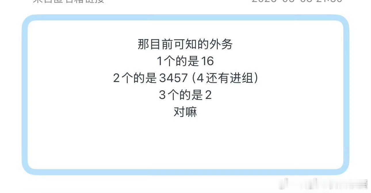 投 目前已知的外务来了 