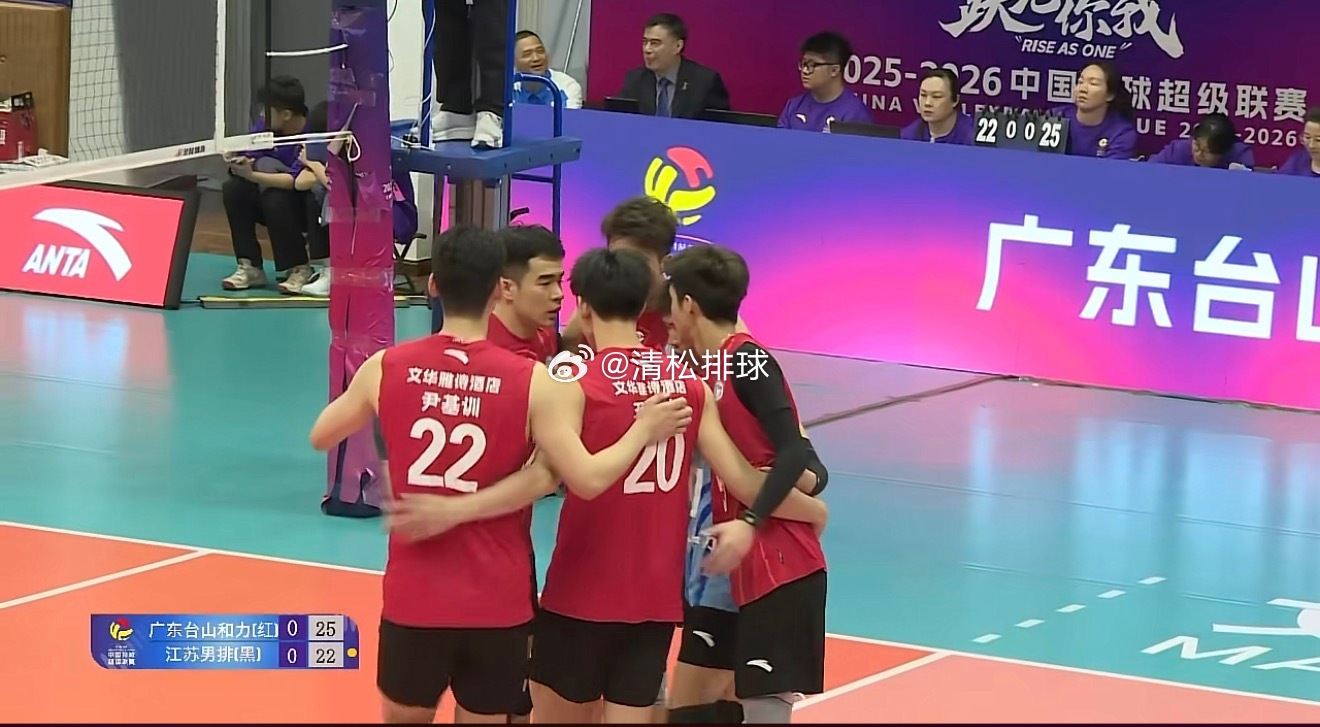 2025-2026中国男排超级联赛季后赛D组第16轮广东台山和力vs江苏第一局：