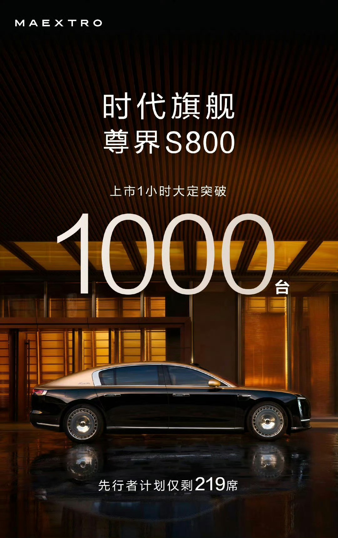 一些品牌后面也会有D级产品他们也都在盯着尊界首款产品的表现，一个小时，1000台