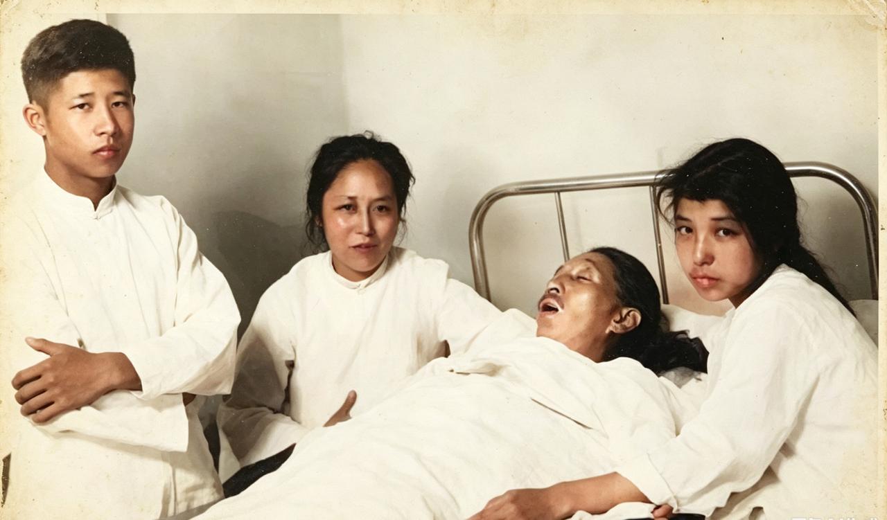 1925年，廖仲恺遇刺身亡后，一张罕见遗照，孤儿寡母，十分可怜。