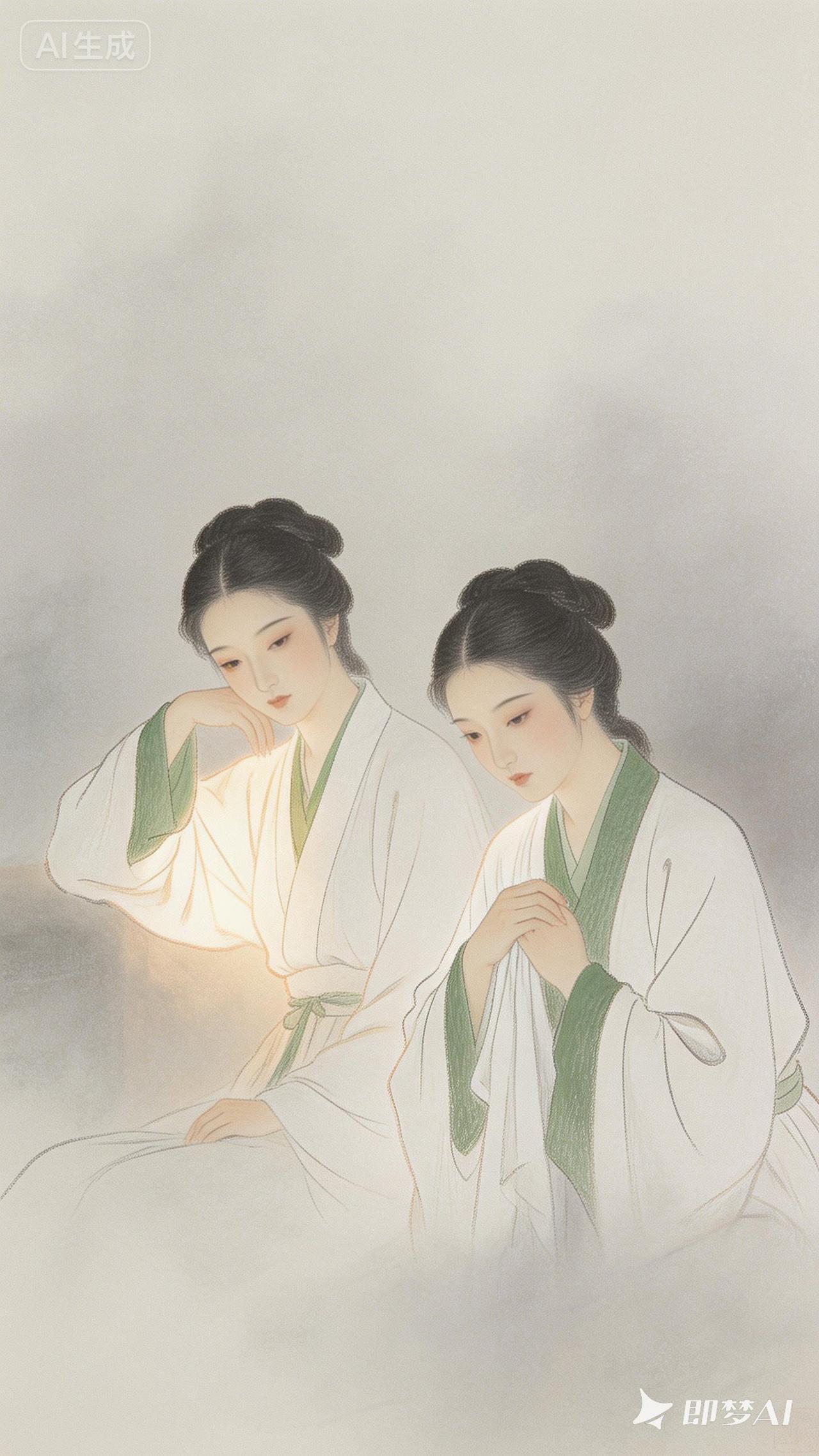 “古风美人，沉静如水，静候时光”🌙💚