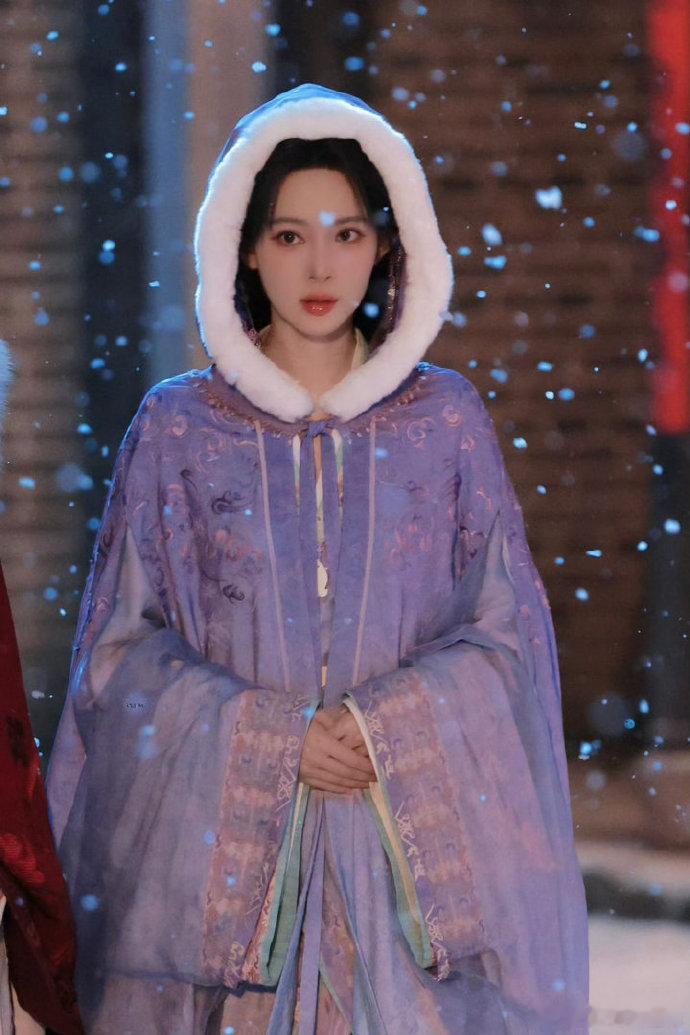 孟子义将门独后紫色披风造型孟子义将门独后雪夜造型 孟子义将门独后雪夜造型 