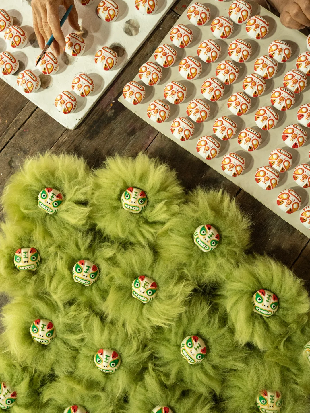 奶奶为开春做的绿色皮老虎