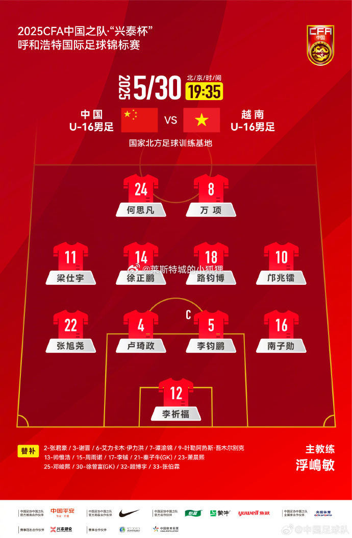 U16国足vs越南U16 全场比赛结束 中国U16国少2-2战平越南U16国少 