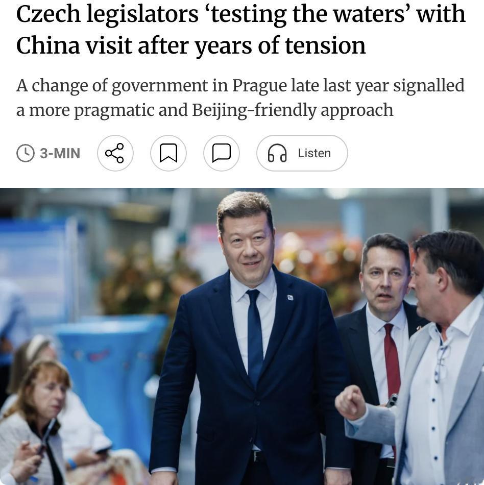 外媒：捷克议员访华"投石问路"，两国关系现回暖迹象

一批捷克议员近日访问中国，
