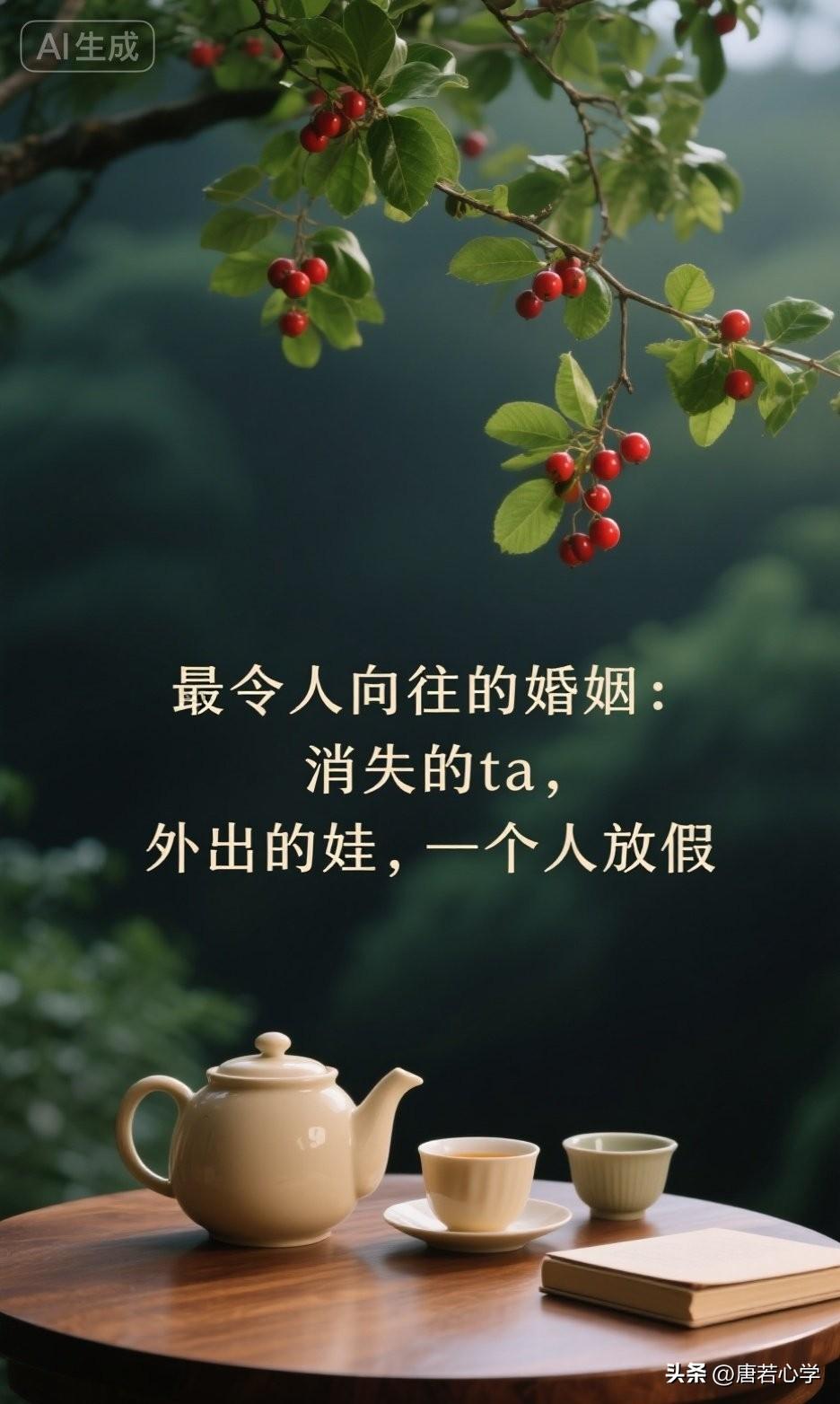 最令人向往的婚姻：消失的ta，外出的娃，一个人放假。

你有多久没有一个人待过了