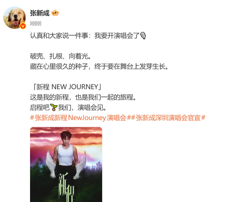 张新成开演唱会了张新成深圳演唱会 张新成刚刚官宣演唱会了，大家都回去看吗！ 