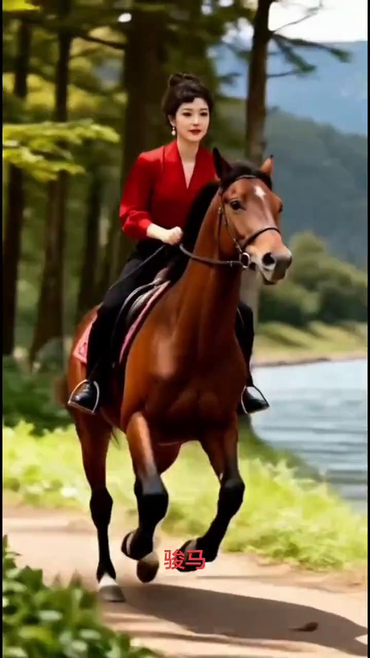 骏马奔驰在辽阔的草原。