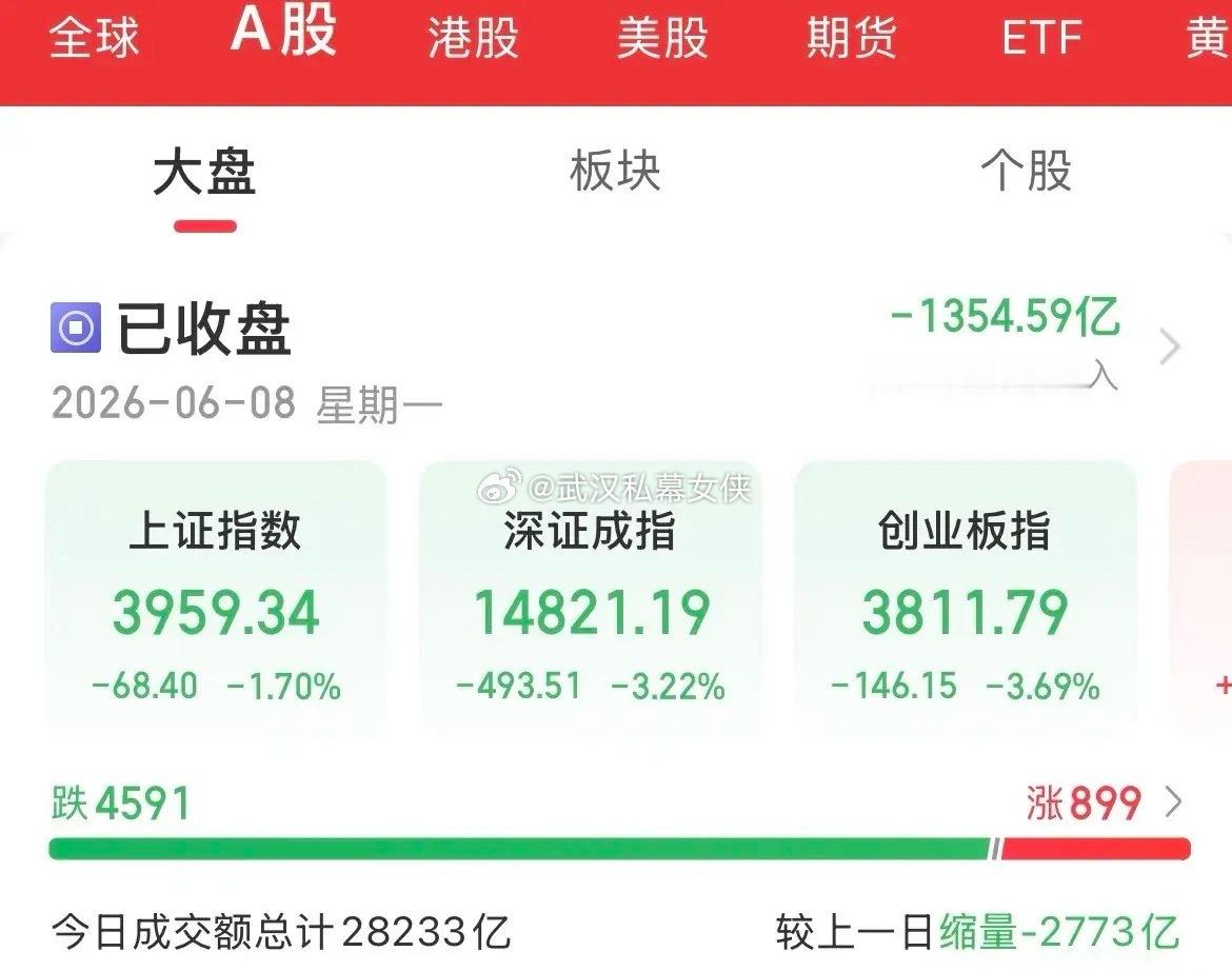 内资疯狂卖出1354亿，泥沙俱下，个股跌的稀里哗啦的，杀疯了，早盘还撑了一下，差