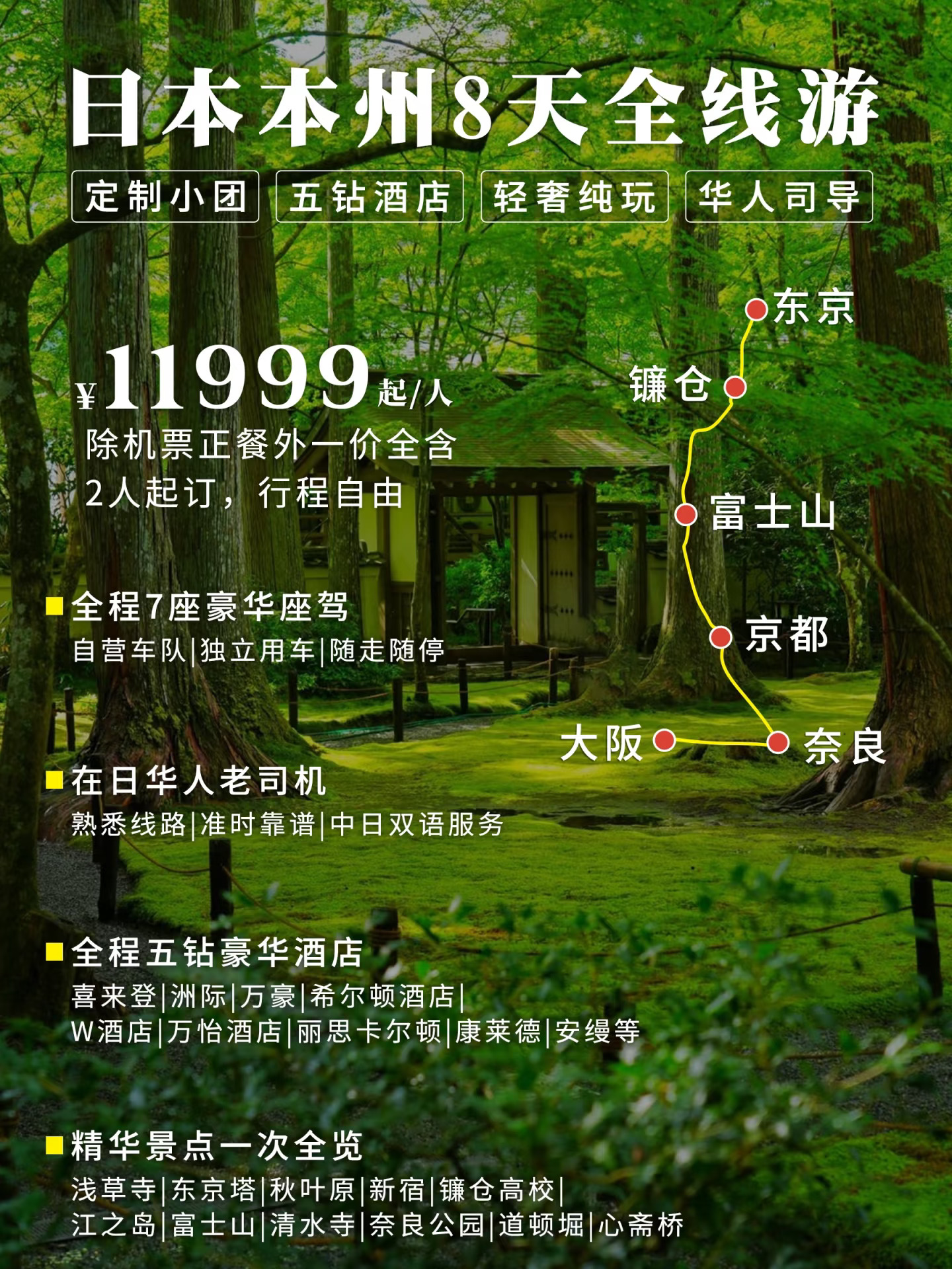 日本东京大阪全线8日！保姆车轻奢私家小团