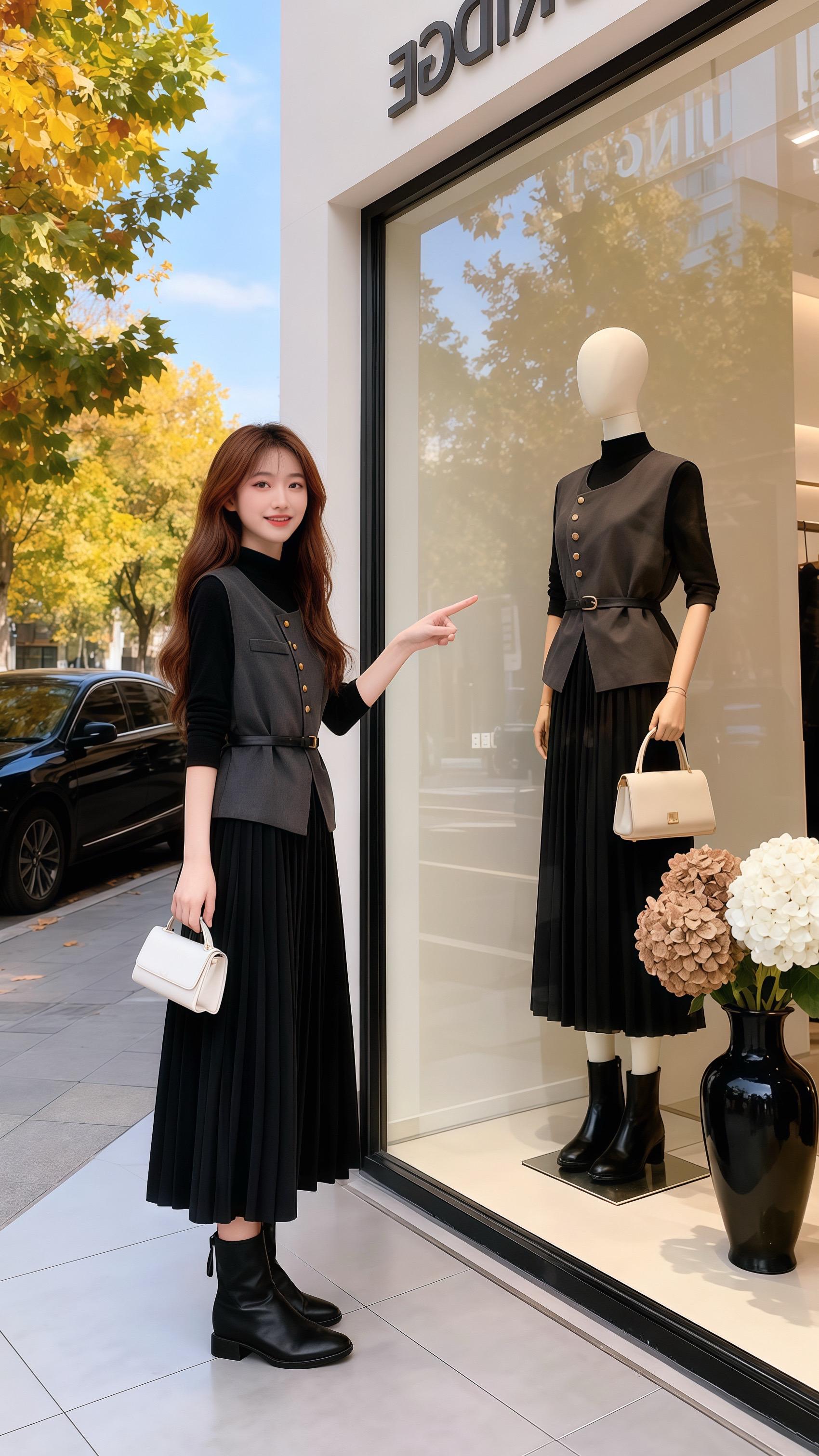 《梧桐落时，她把秋装穿成了诗》分后的梧桐街，林微指尖碰过橱窗里的灰调马...