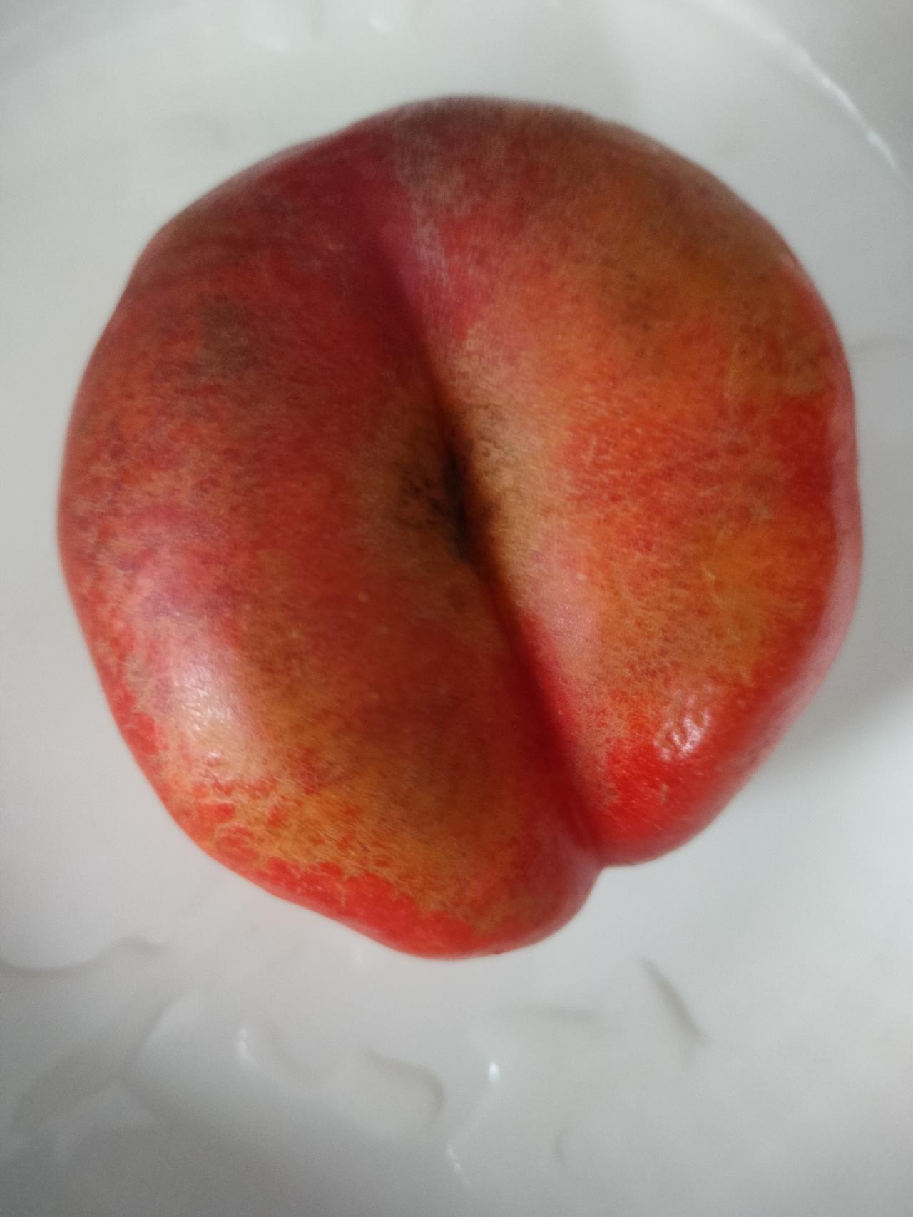 昨天老公买回来的桃，既不是蟠桃，也不是油桃，老公第一次买，我是第一次见，不知道这
