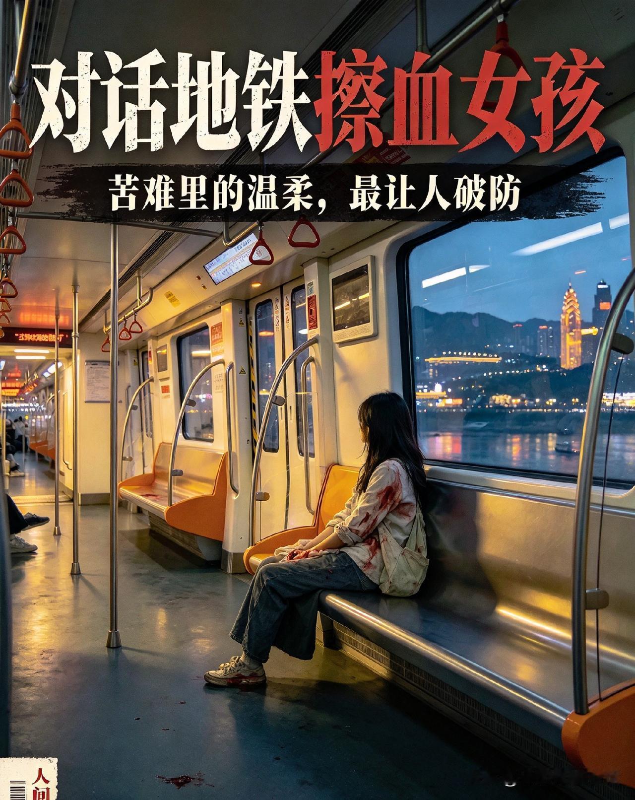 地铁上那一幕，把无数网友看哭了。重庆地铁1号线，22岁女孩胡心瑶突然吐血，身体虚