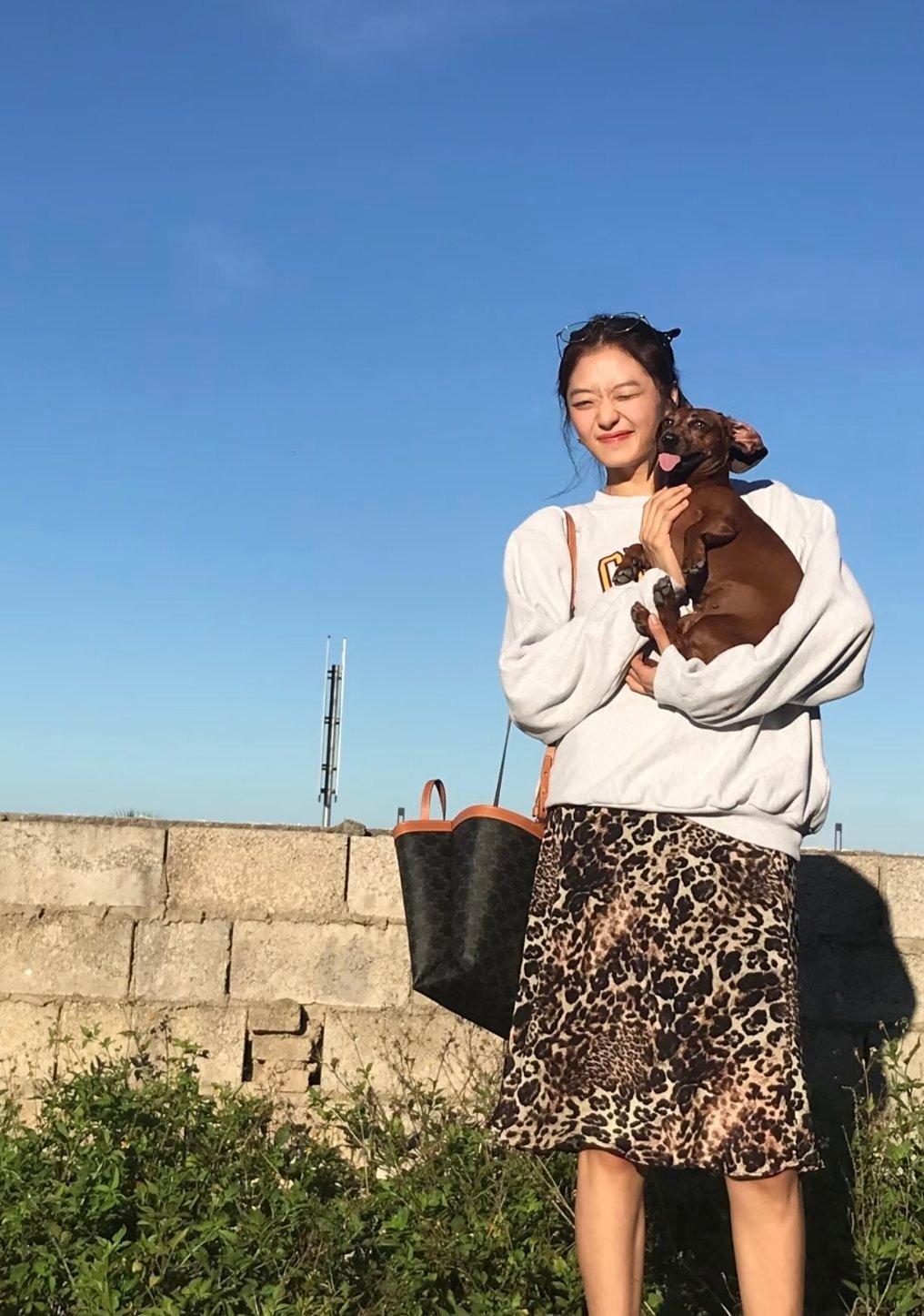 孙千和她的小狗，可爱 
