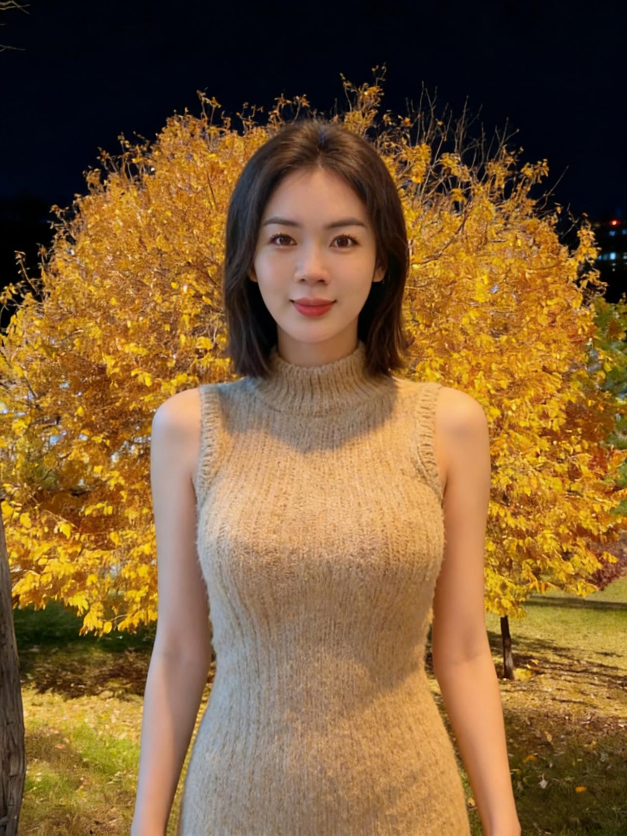 金冠如盖覆芳丛，素袂亭亭立晚风。
一笑惊飞枝上鹊，暗香浮动月朦胧。