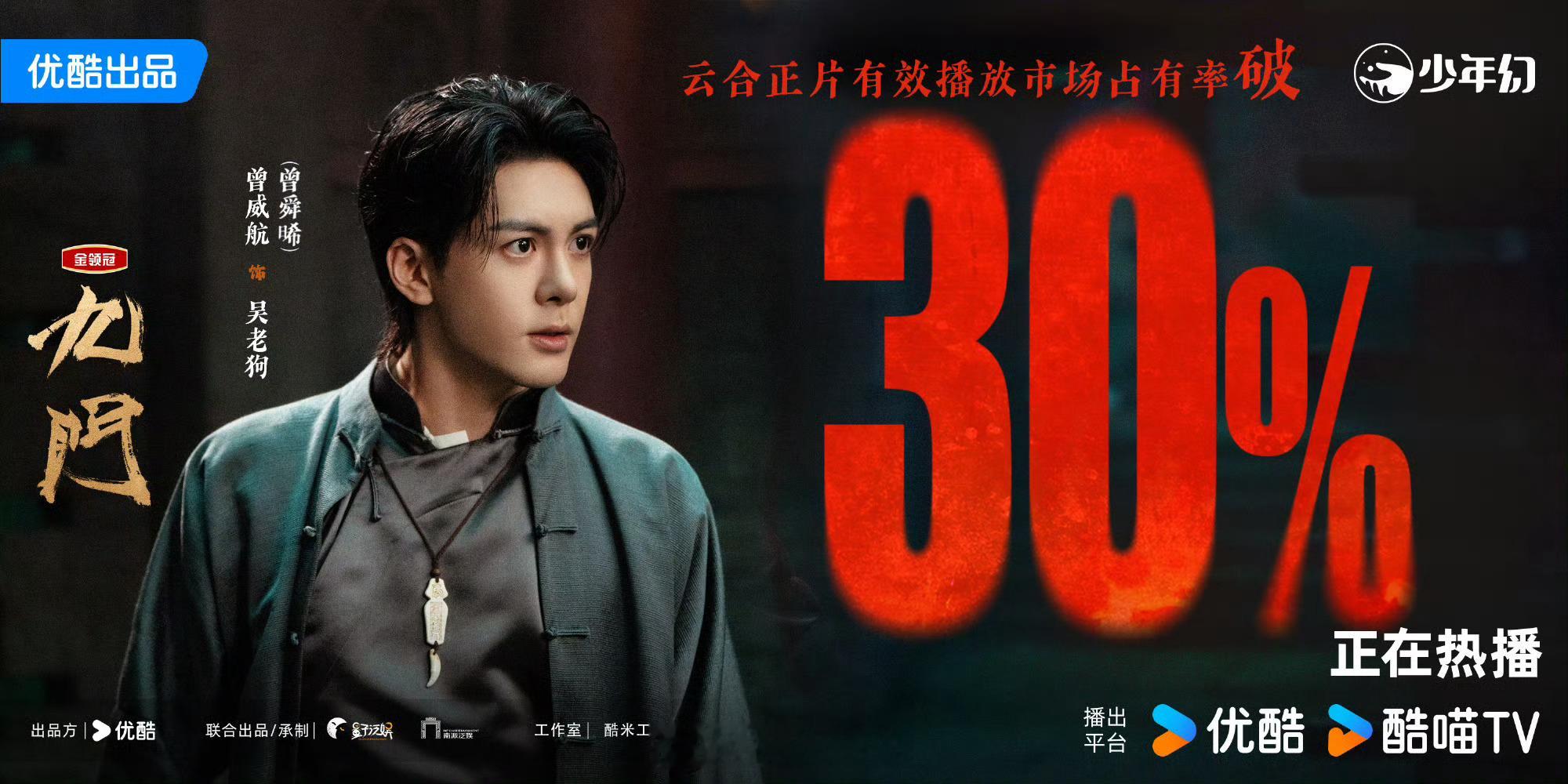 8.7曾舜晞九门数据，云合5249万，酷云点播5273万，灯塔7622万，占比均
