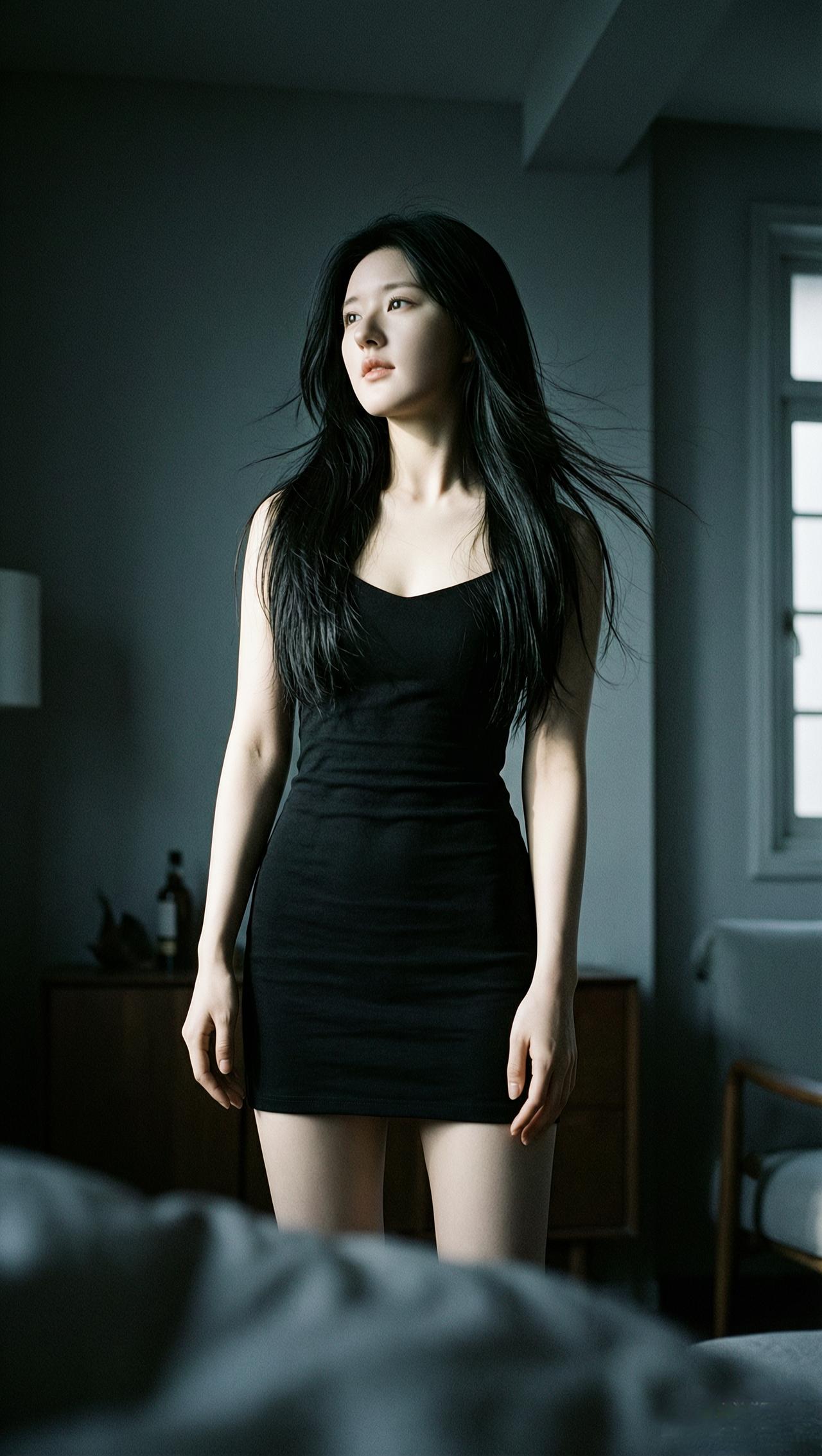 黑衣美人卧，静思入梦来。壁纸高清大图