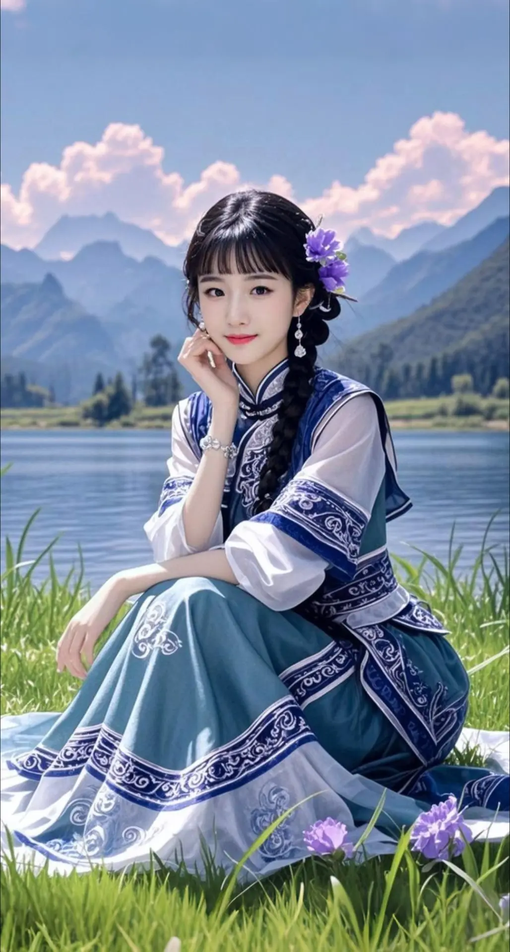 AI扩图 AI草原紫韵佳人