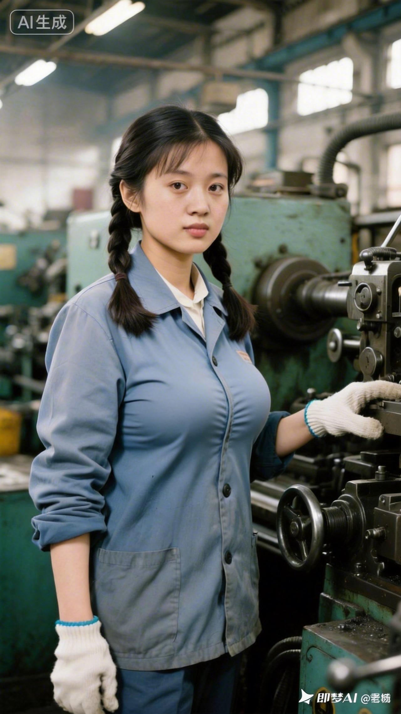 工厂里的小姐姐，专注工作，青春洋溢！💪🔧👩‍🔧