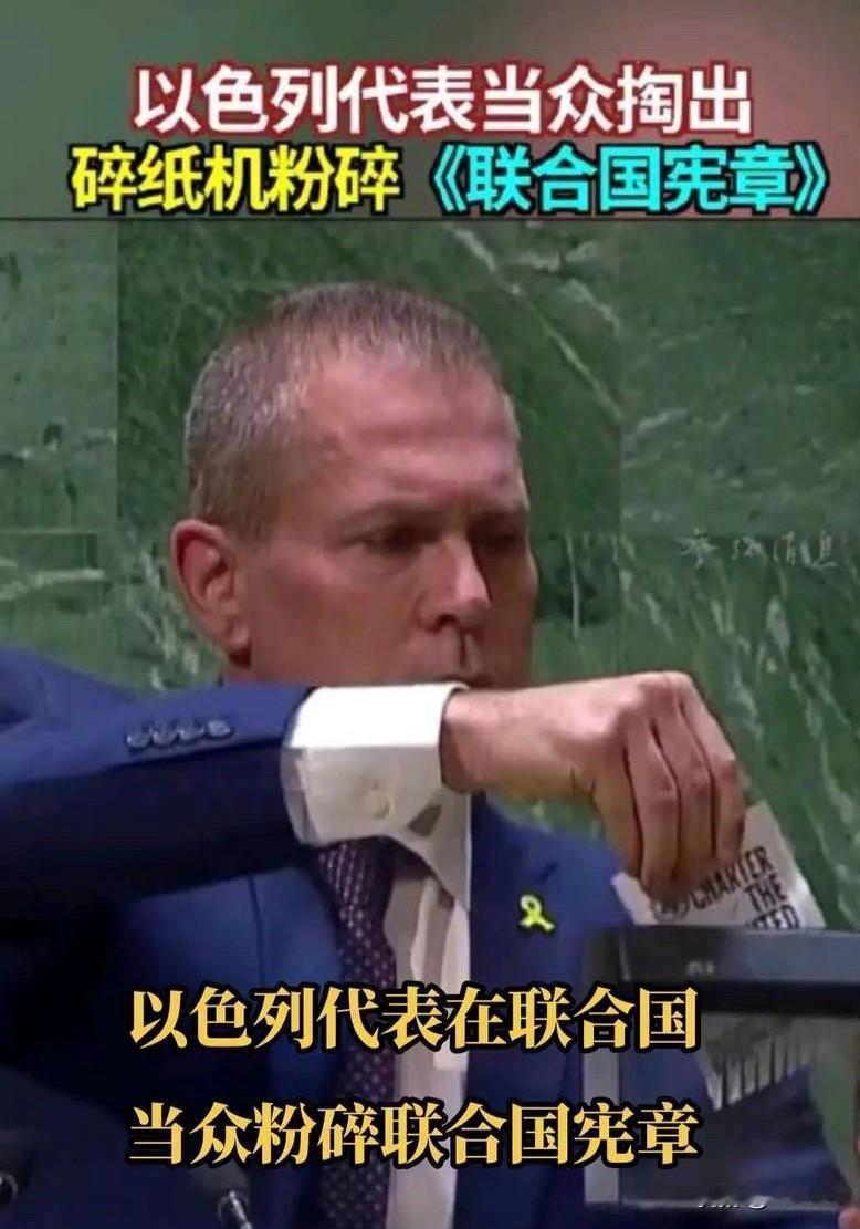 发飚了！联合国代表当众掏出碎纸机直接粉碎宪章，以色列不接受任何指责！
以色列驻联