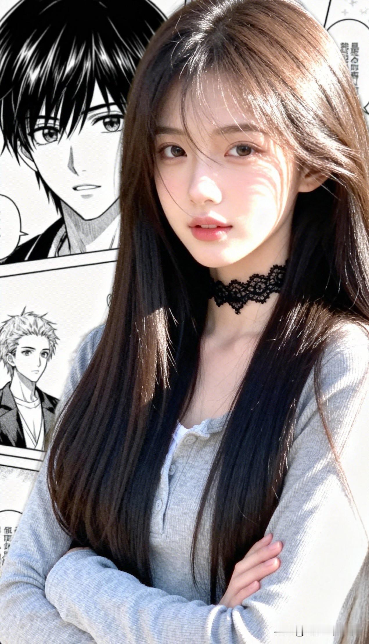 长发飘飘，如墨如烟。分享你镜头下的美好瞬间 甜美少女与动漫男友的浪漫邂逅💕