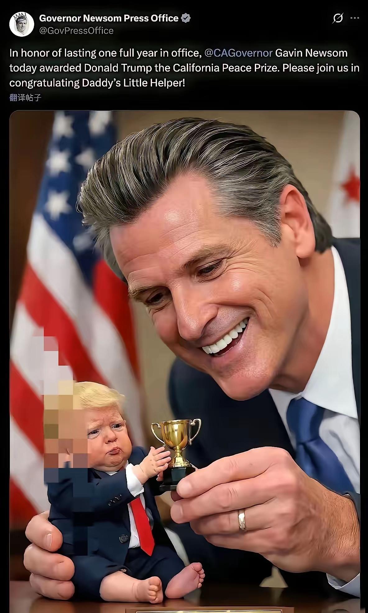 加州州长纽森发言气氛非常激昂，他愤怒地质问美国：“你为什么要炸死伊朗的儿童？”