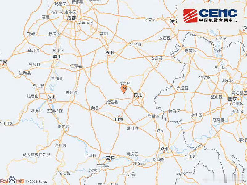 地震快讯中国地震台网正式测定：04月11日12时38分在四川内江市资中县（北纬2