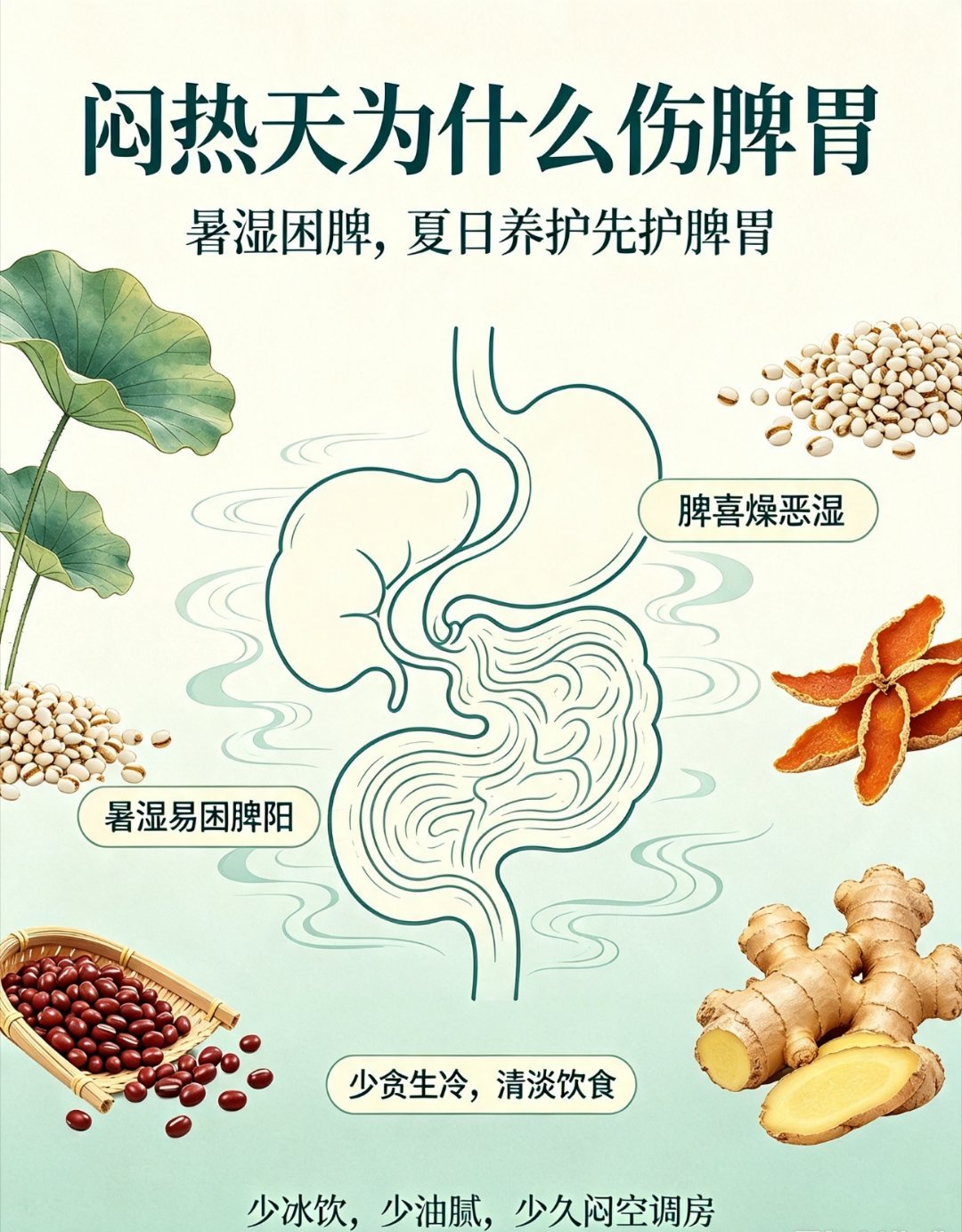 中医解释为什么闷热天很伤脾胃又闷又潮的天气总感觉吃不下饭、浑身疲惫，根源在于暑湿