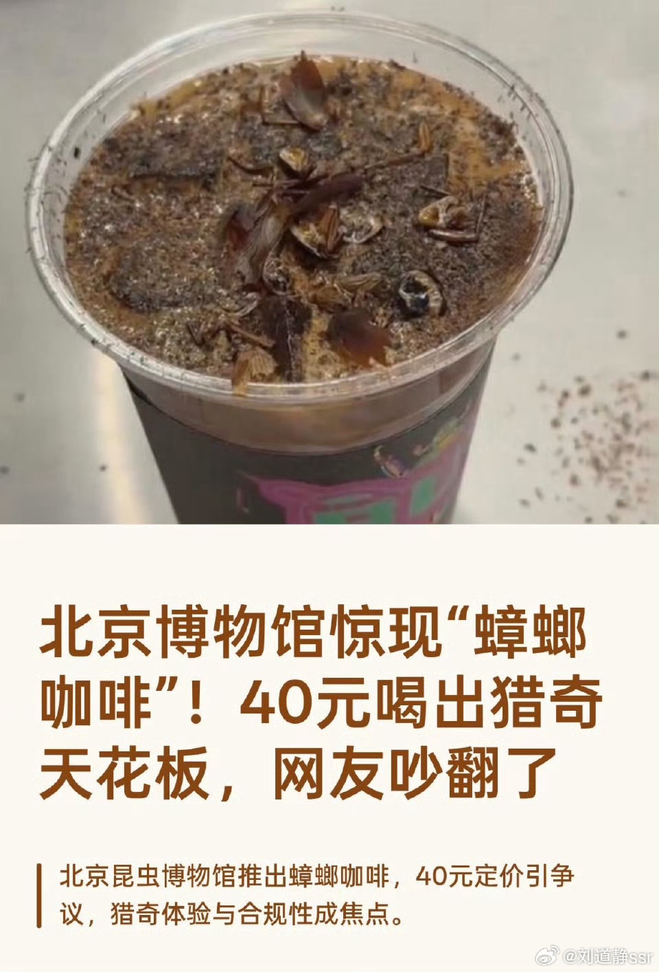 这确定能喝吗？不会进医院吗[费解]咖啡上撒蟑螂1杯40元  ​​​