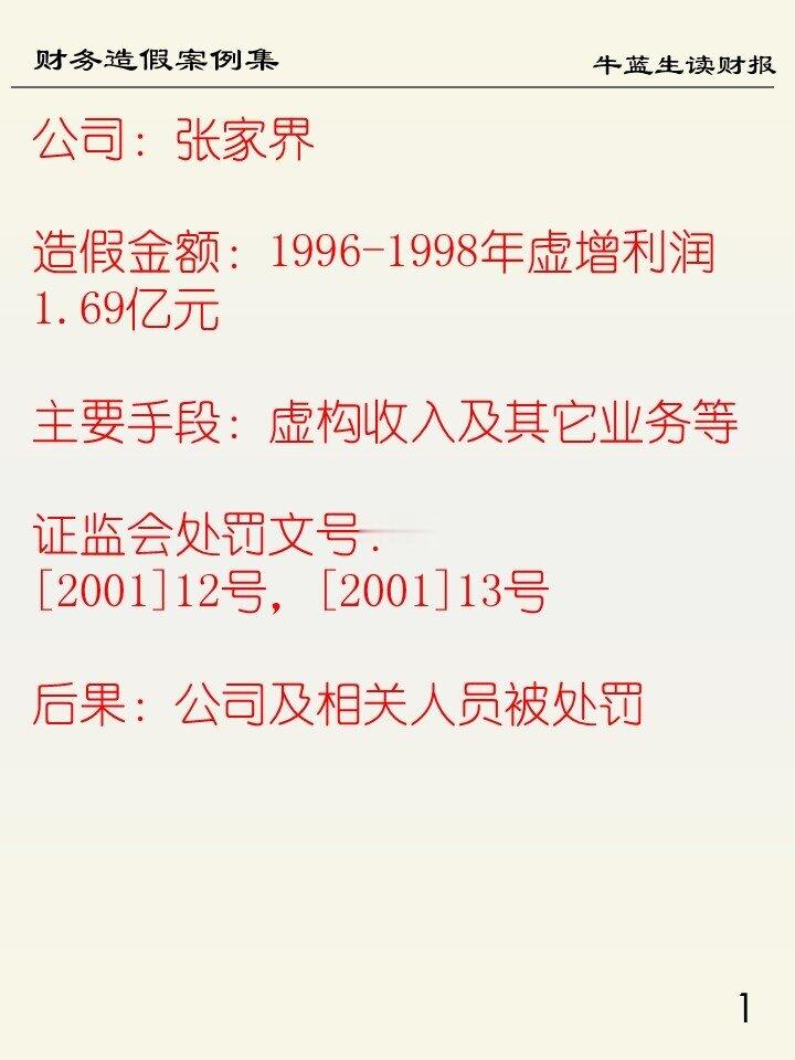财务造假案例集 | 83 张家界