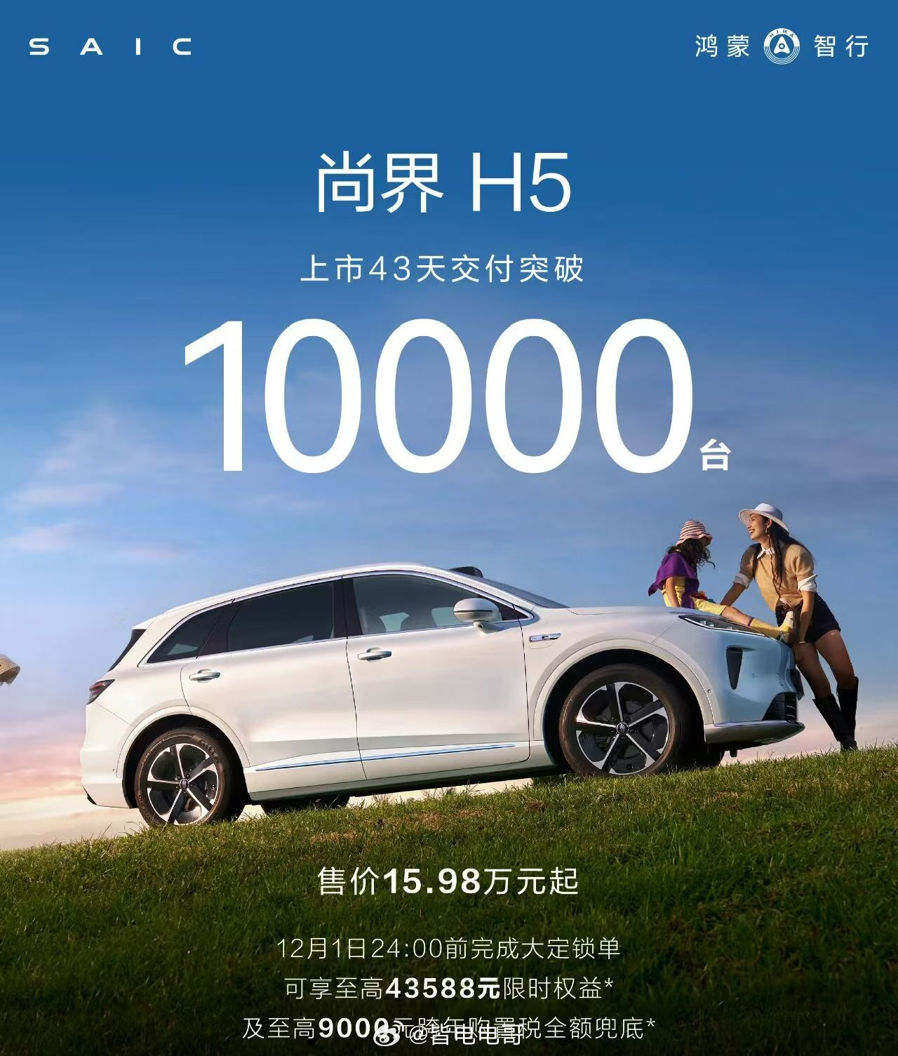 尚界H5上市43天交付突破1万台了 ，没记错的话应该是鸿蒙智行五界中最快破万的车