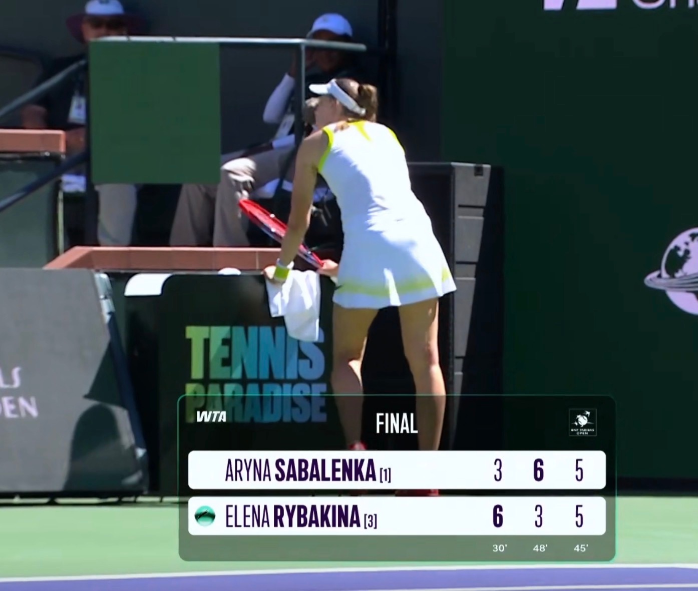 萨巴伦卡vs莱巴金娜 莱巴破掉萨巴的发球胜赛局决胜盘5-5！精彩了印第安维尔斯1