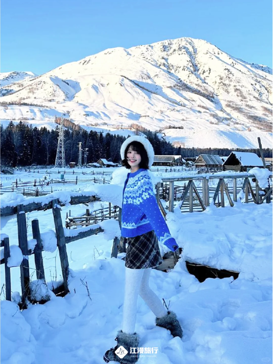 冬天反季来北疆❄️|雾凇蓝冰&雪景木屋