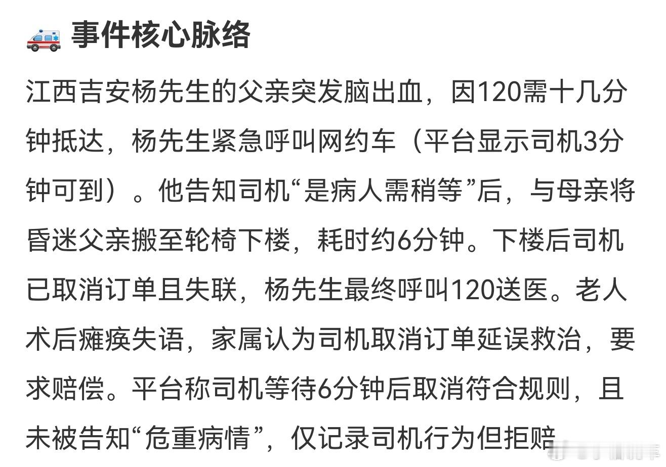 打车送脑出血父亲就医被取消订单这种紧急情况为什么第一想法不是打120而是打出租车