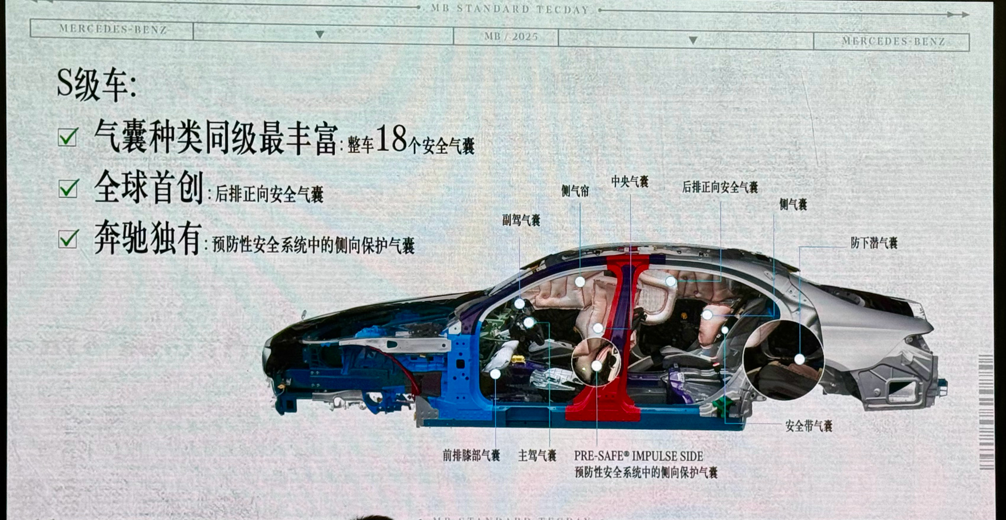 气囊多只是安全配置的一个基础标准，如何布局是至关重要的，对于奔驰来讲气囊是要保证