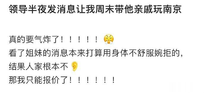 -领导半夜发消息让我周末带他亲戚玩南京 ​​​