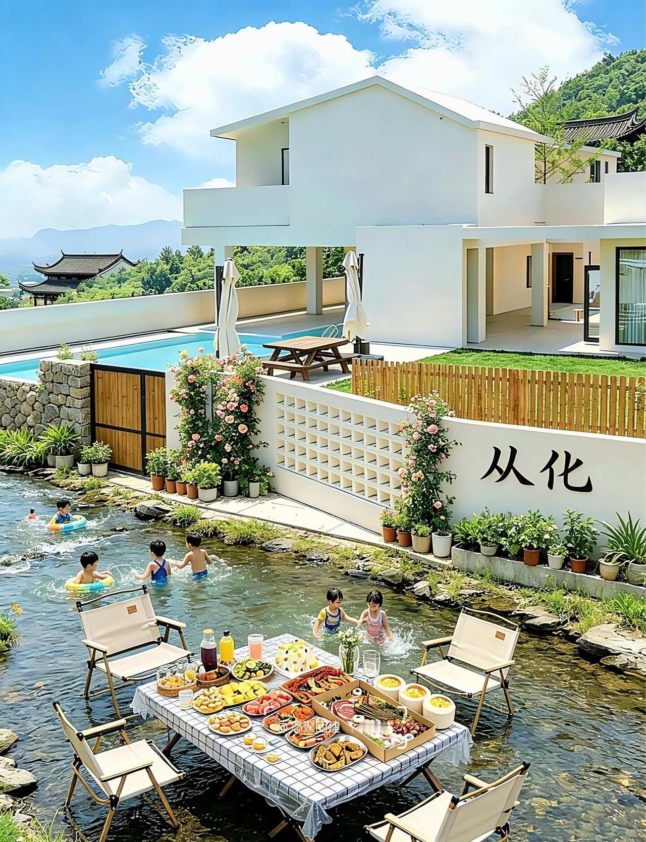 从化新开的！💦山野溯溪小院♨️出门即玩水🥳
别问了😭！！就在广州从化✔️1