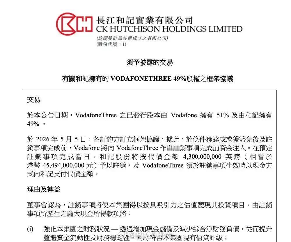 李嘉诚套现约455亿港元套现约455亿，李嘉诚又卖了