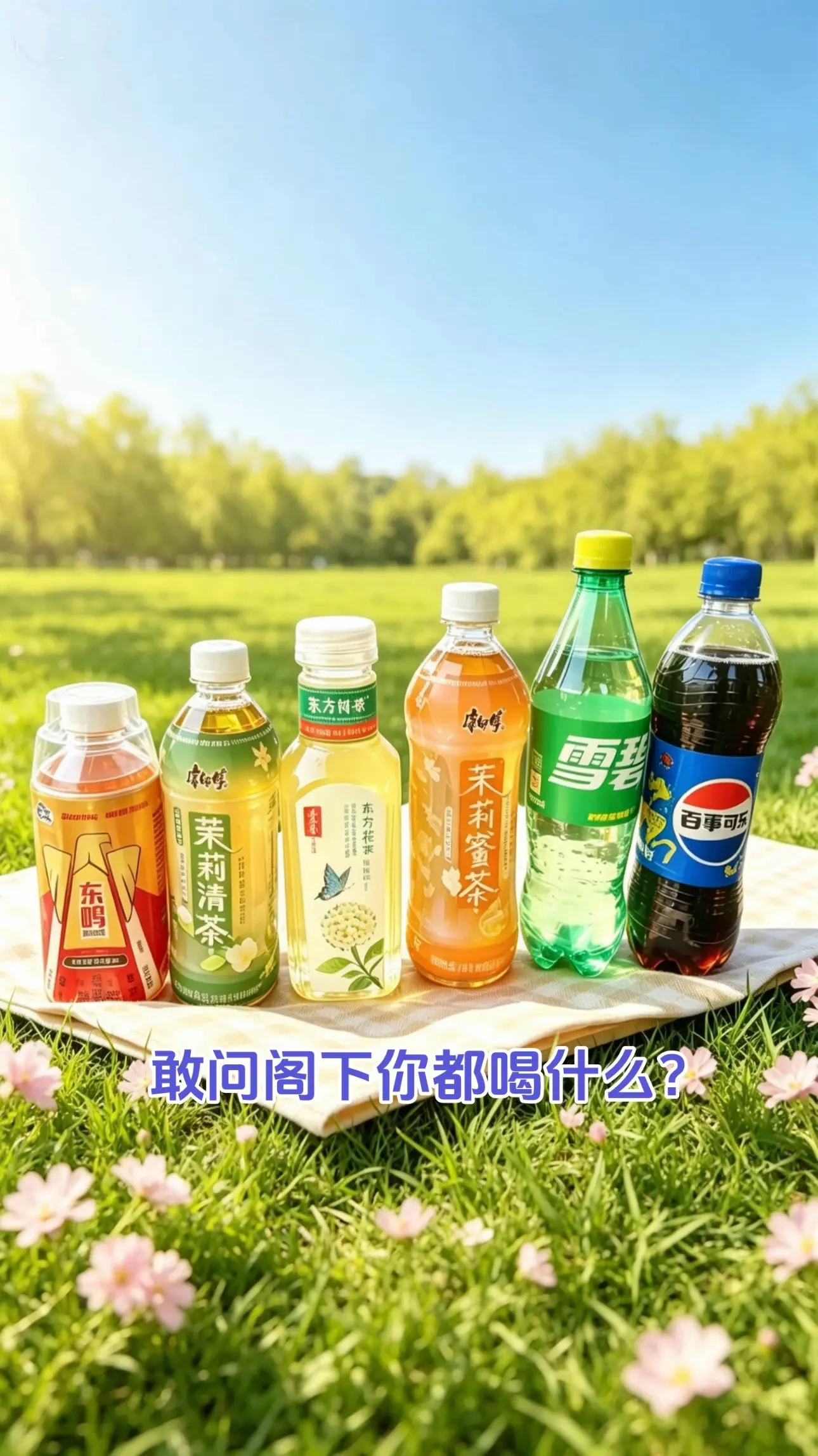 喝东鹏特饮，找媳妇要紧。 喝茉莉清茶，找离异带娃。 喝东方树叶，娶三妻...