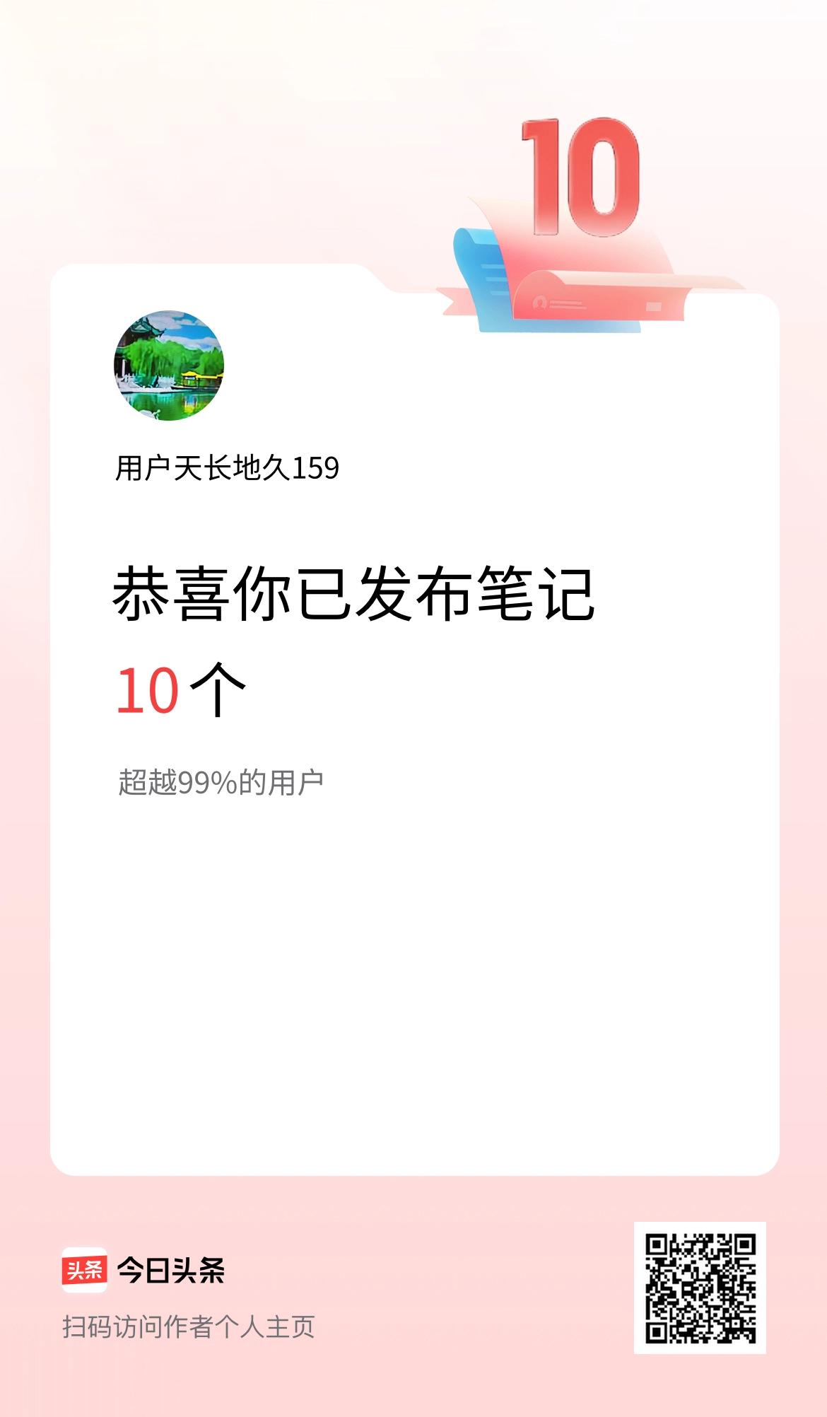 我在头条累计投稿笔记10个