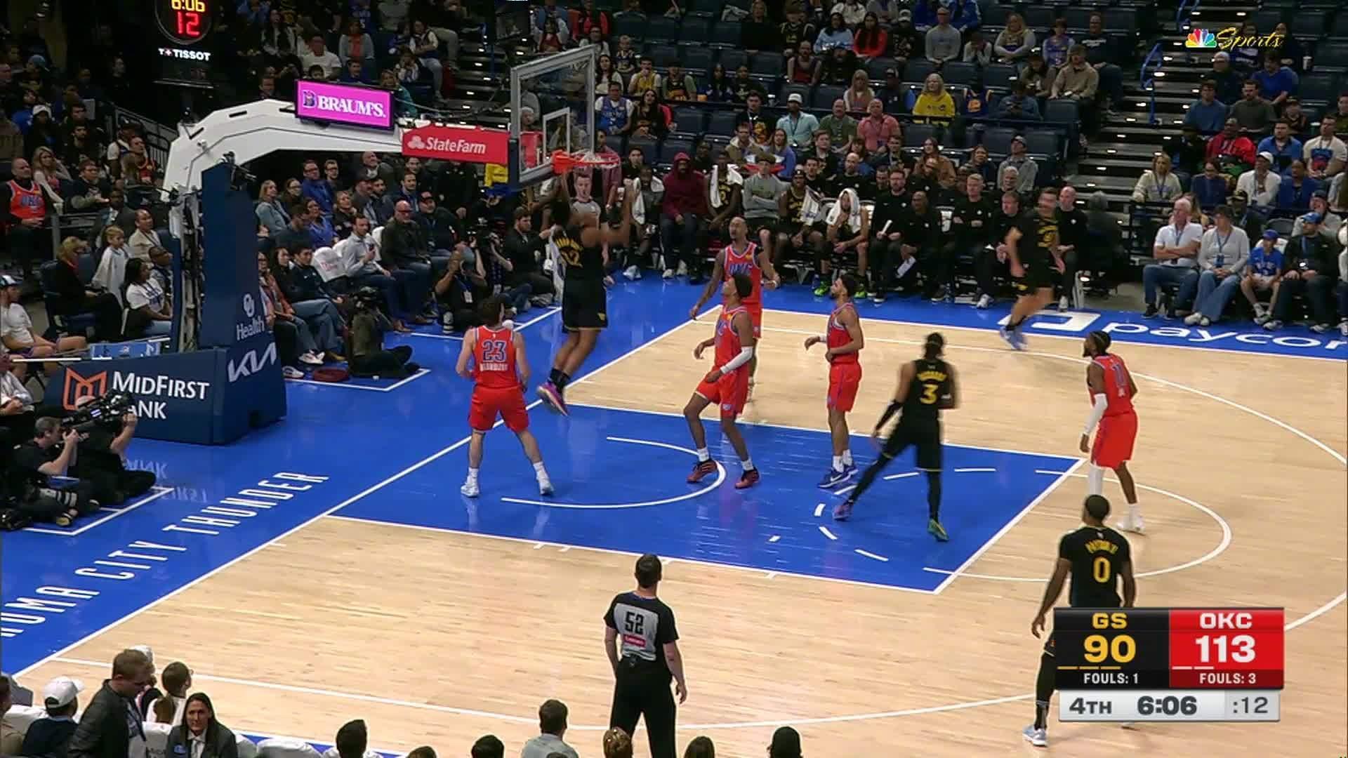 理查德助攻，TJD空接打进🏀勇士92:114雷霆。