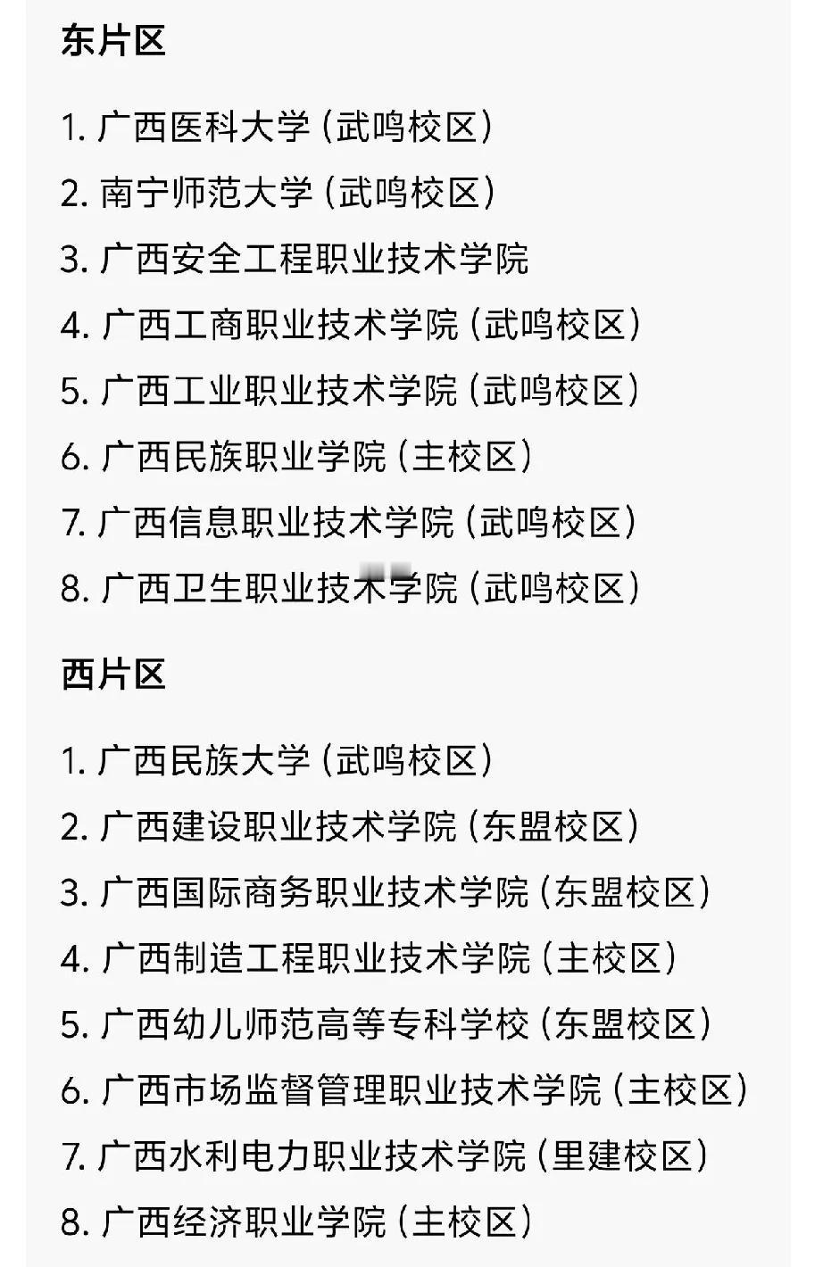 广西最大的大学城就是南宁武鸣大学城，这里规划建设25-30所大学，规划在校生30