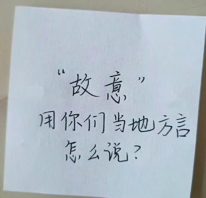 “故意”用你们当地方言怎么说？